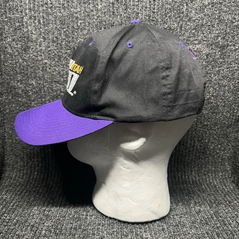 Vintage 90s Utah Jazz Competitor SnapBack Hat‎ Black And Purple Adjustable OSFA